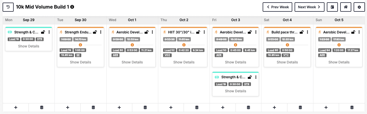 10k weekly training
