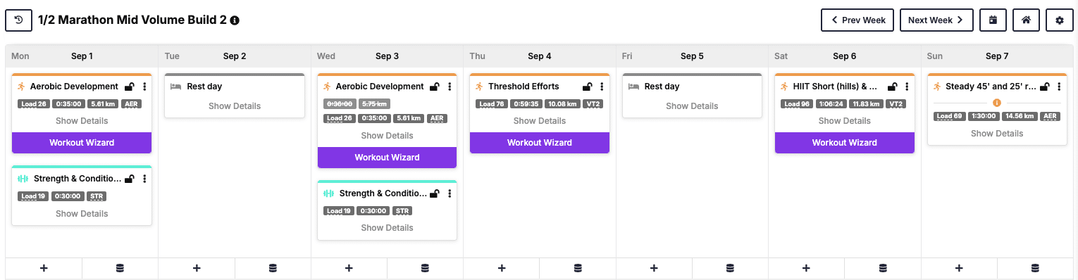 sample half marathonn week